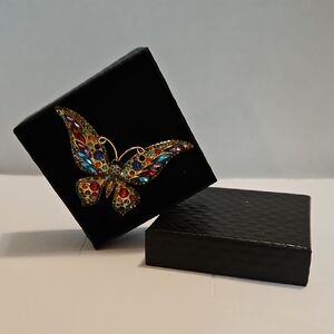Colorful Rhinestone Butterfly Brooch